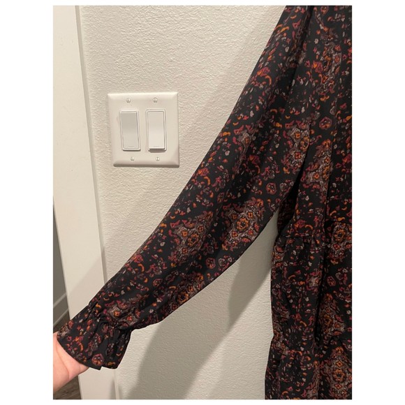 MAURICES Medallion Print Tiered Multicolor Black Tunic Blouse - Picture 5 of 6